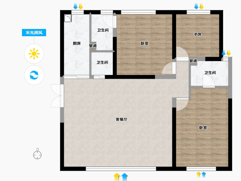 山西省-大同市-御龙庭三期-96.49-户型库-采光通风