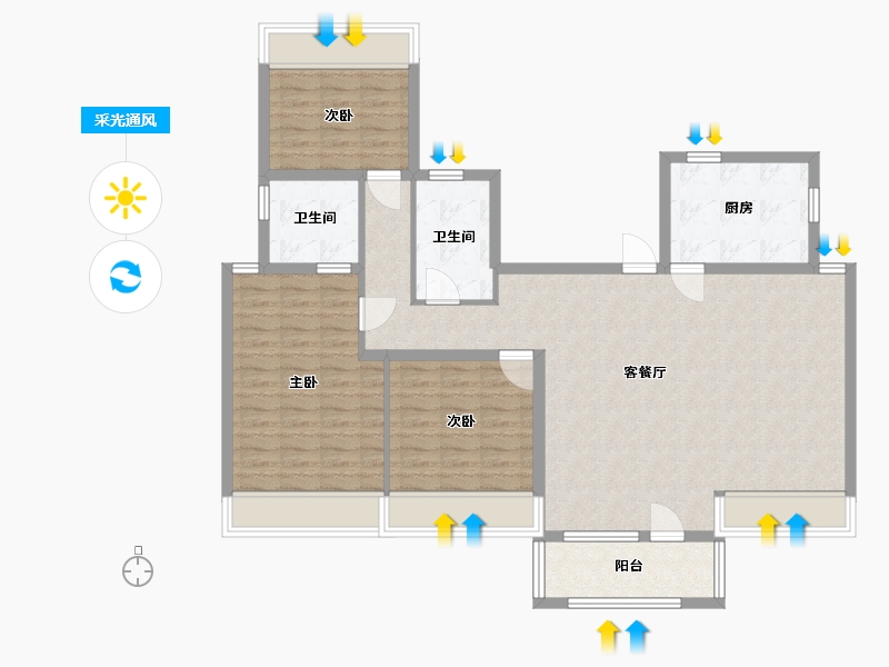 河北省-廊坊市-牛驼温泉孔雀城-109.60-户型库-采光通风