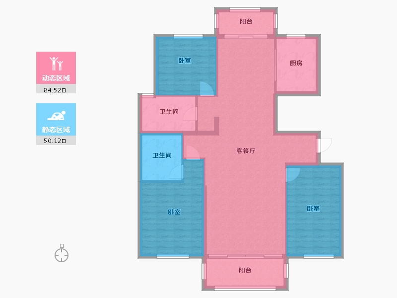 内蒙古自治区-包头市-奥体公园三号-122.97-户型库-动静分区