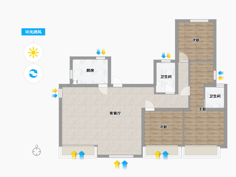 河北省-廊坊市-牛驼温泉孔雀城-90.86-户型库-采光通风