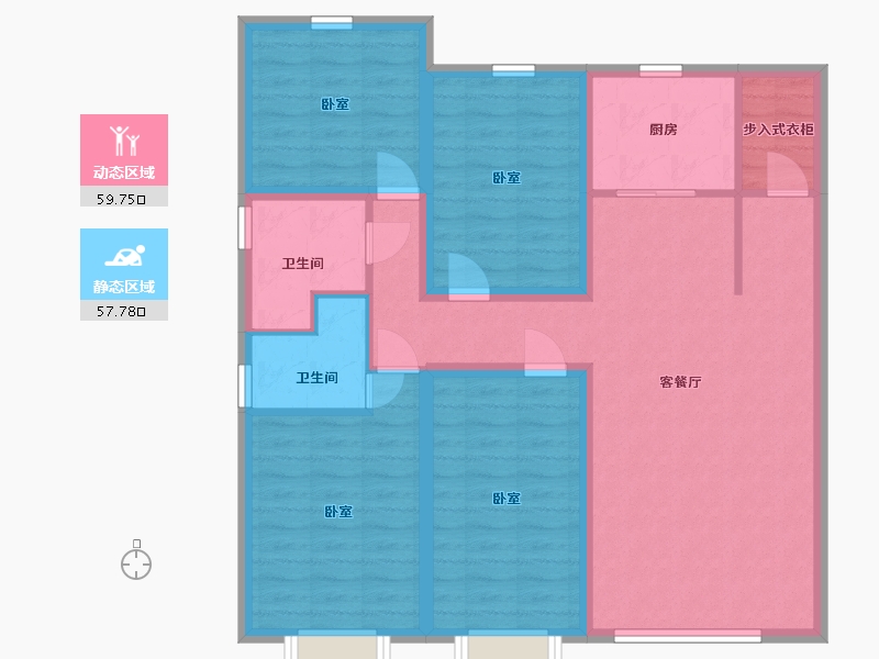 内蒙古自治区-包头市-壹品府-104.72-户型库-动静分区