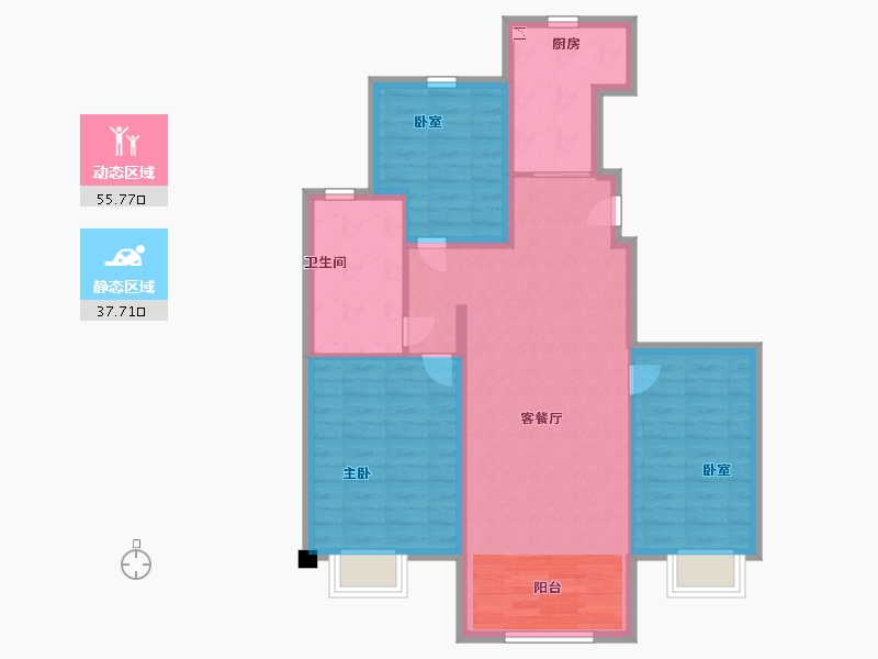 内蒙古自治区-包头市-包头恒大麓山庄园-84.00-户型库-动静分区