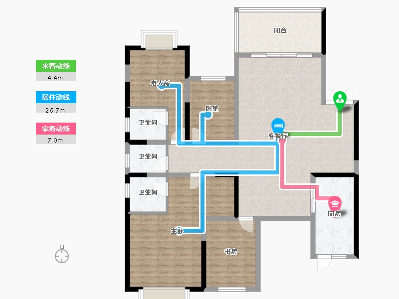 贵州省-遵义市-城投葡萄井壹號-136.95-户型库-动静线