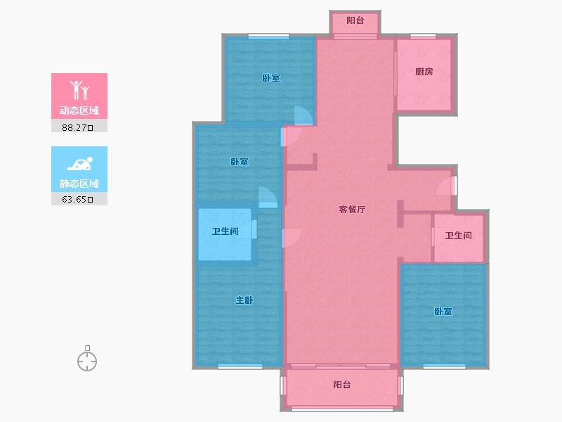 内蒙古自治区-包头市-奥体公园三号-137.77-户型库-动静分区