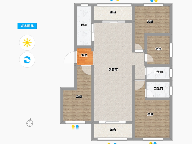 云南省-昆明市-时代俊园-100.00-户型库-采光通风