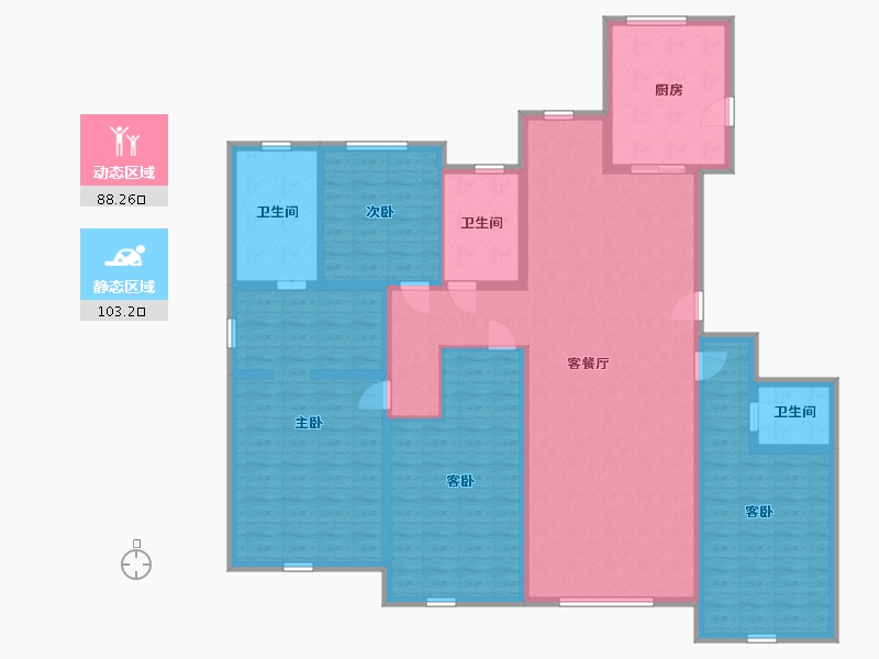 内蒙古自治区-呼和浩特市-巨华·紫光园-173.68-户型库-动静分区