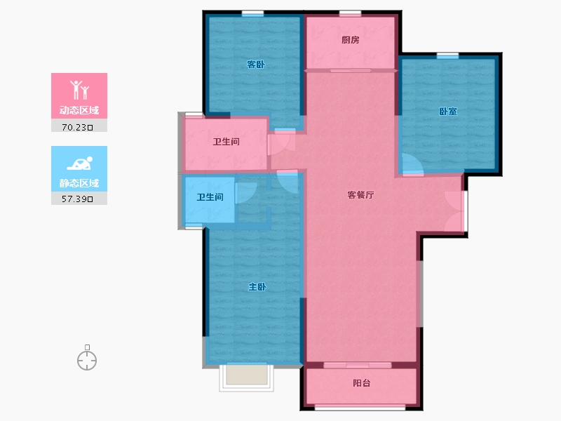 内蒙古自治区-包头市-方兴·观澜壹号-114.69-户型库-动静分区