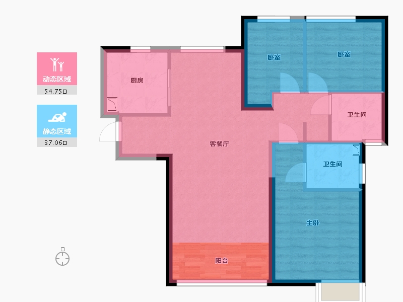 内蒙古自治区-呼和浩特市-呼和浩特恒大珺庭-82.40-户型库-动静分区