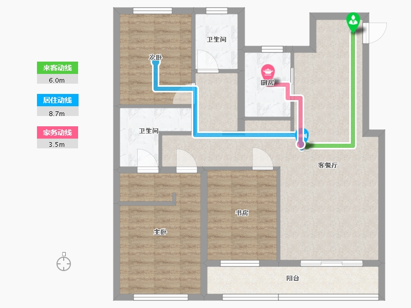 内蒙古自治区-呼和浩特市-紫云 · 锦都-90.01-户型库-动静线