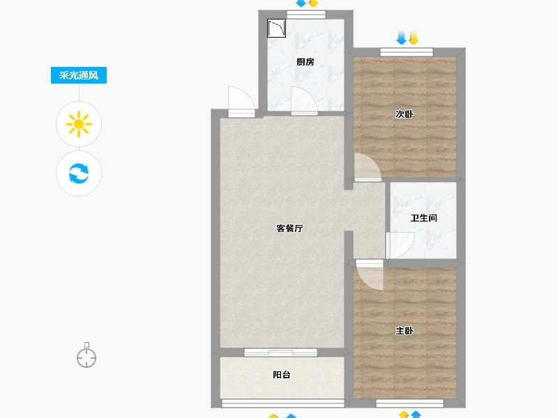 河北省-保定市-朝阳原著-66.25-户型库-采光通风