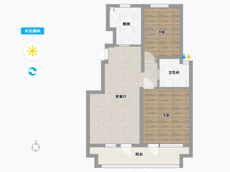 河北省-廊坊市-牛驼温泉孔雀城-66.19-户型库-采光通风