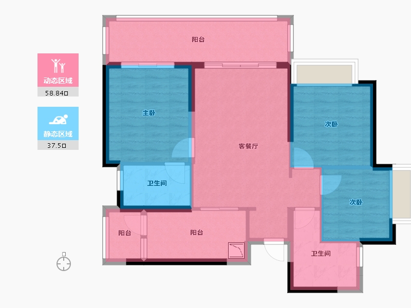 四川省-眉山市-恒大悦府-86.03-户型库-动静分区