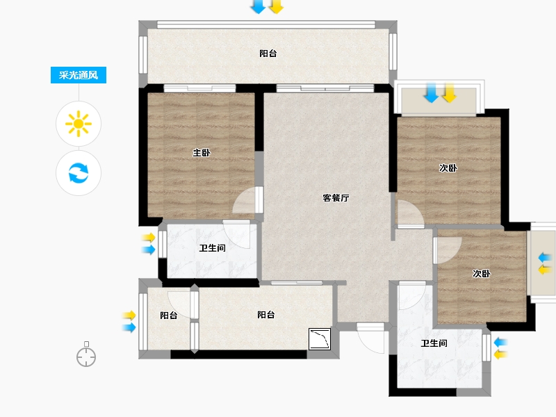 四川省-眉山市-恒大悦府-86.03-户型库-采光通风