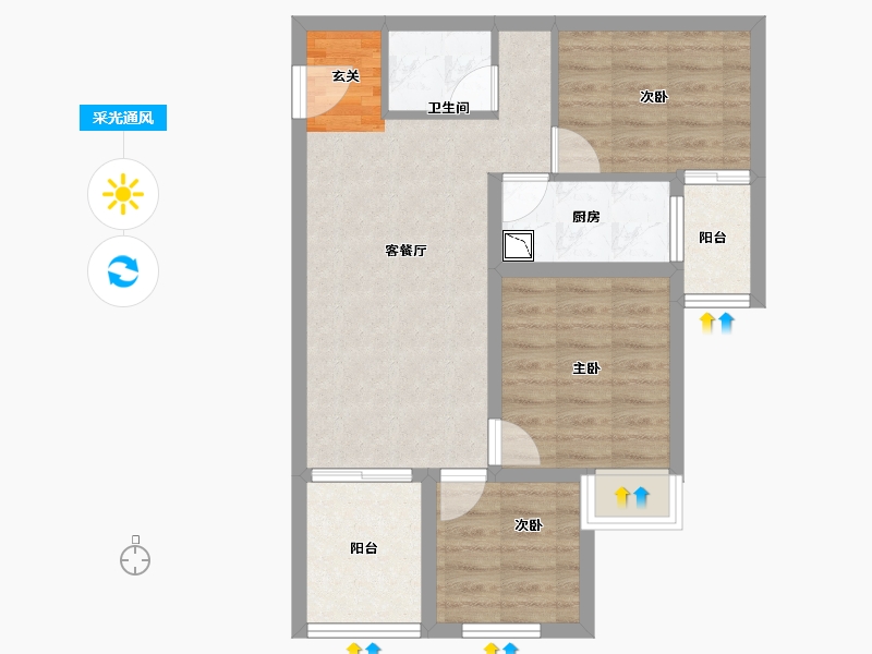 云南省-昆明市-时代俊园-64.01-户型库-采光通风