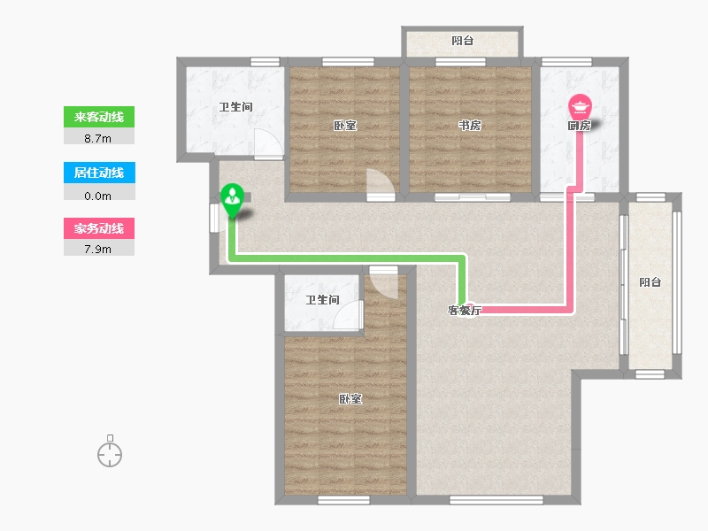 内蒙古自治区-包头市-奥体公园三号-118.23-户型库-动静线