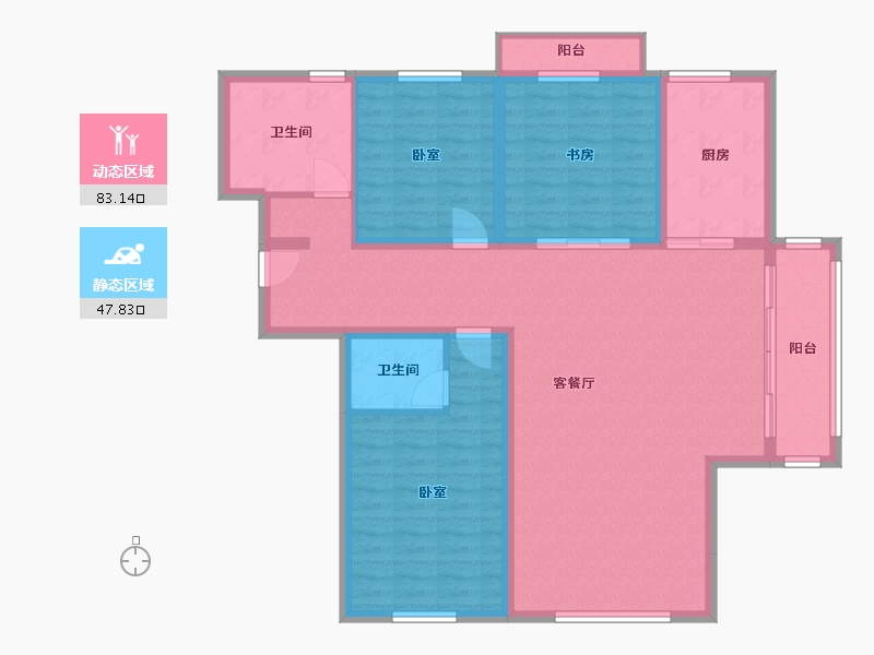 内蒙古自治区-包头市-奥体公园三号-118.23-户型库-动静分区