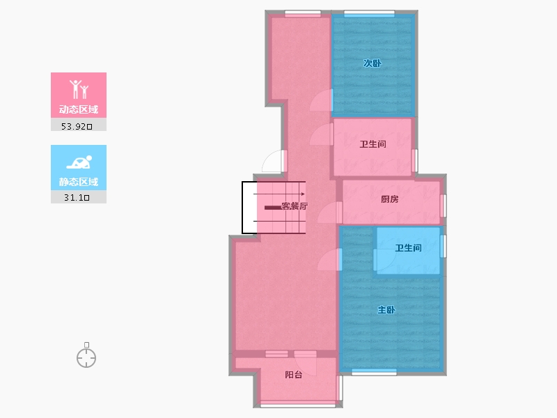 河北省-廊坊市-牛驼温泉孔雀城-76.00-户型库-动静分区