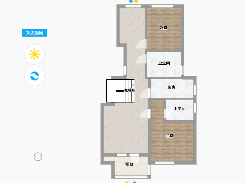 河北省-廊坊市-牛驼温泉孔雀城-76.00-户型库-采光通风