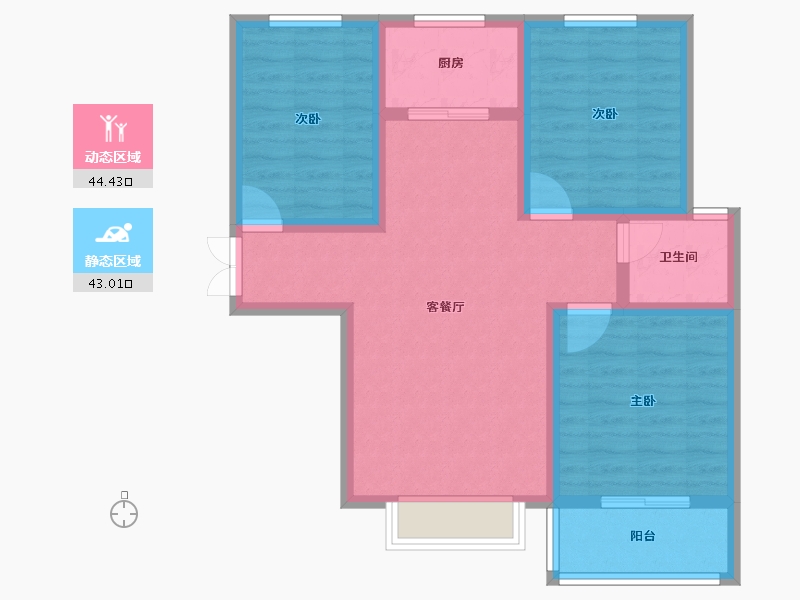 山西省-临汾市-普天佳苑-77.60-户型库-动静分区