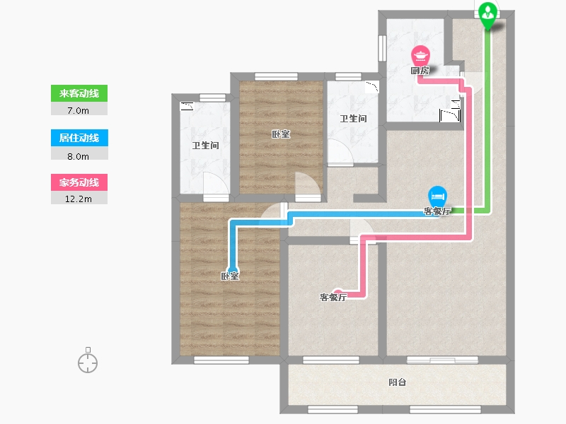 内蒙古自治区-呼和浩特市-富力尚悦居-91.75-户型库-动静线