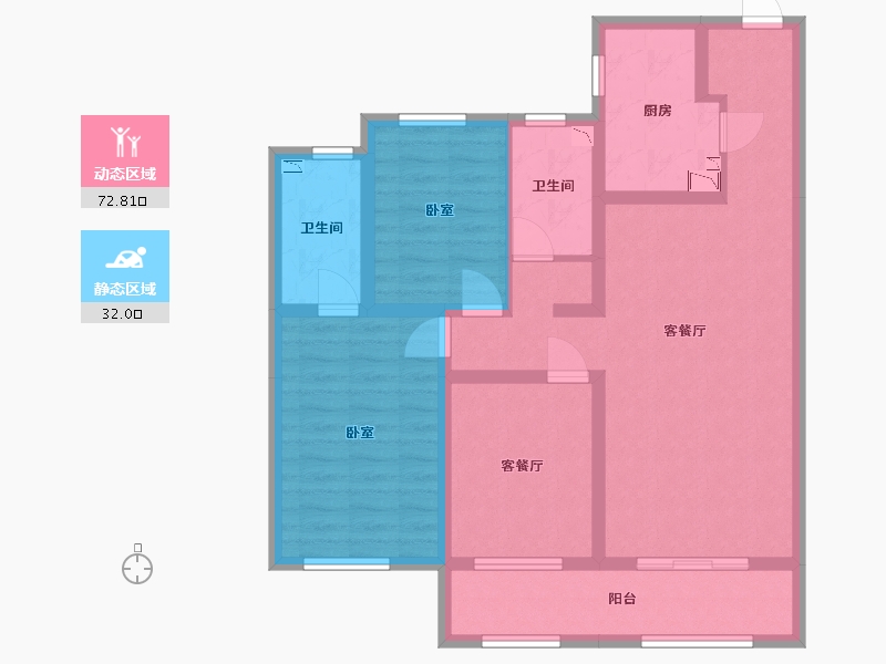 内蒙古自治区-呼和浩特市-富力尚悦居-91.75-户型库-动静分区