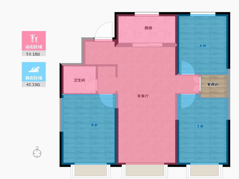 内蒙古自治区-包头市-万科翡翠都会-87.00-户型库-动静分区