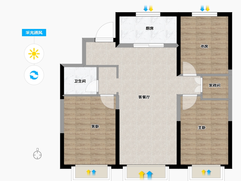 内蒙古自治区-包头市-万科翡翠都会-87.00-户型库-采光通风