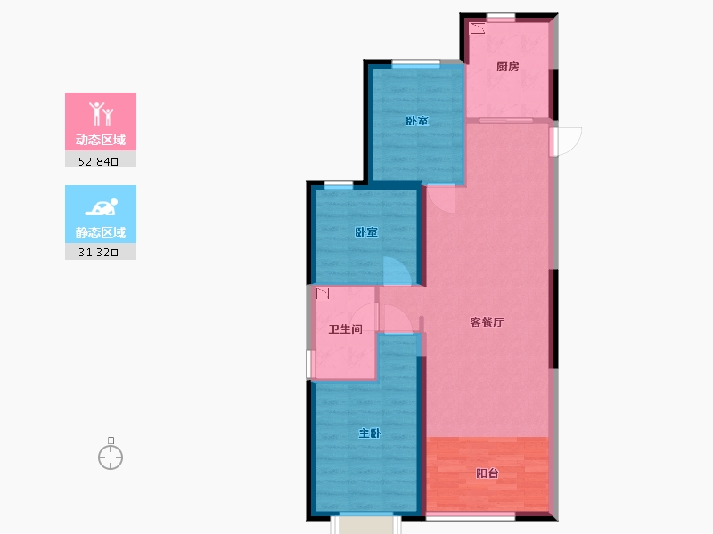 内蒙古自治区-呼和浩特市-呼和浩特恒大珺庭-75.61-户型库-动静分区