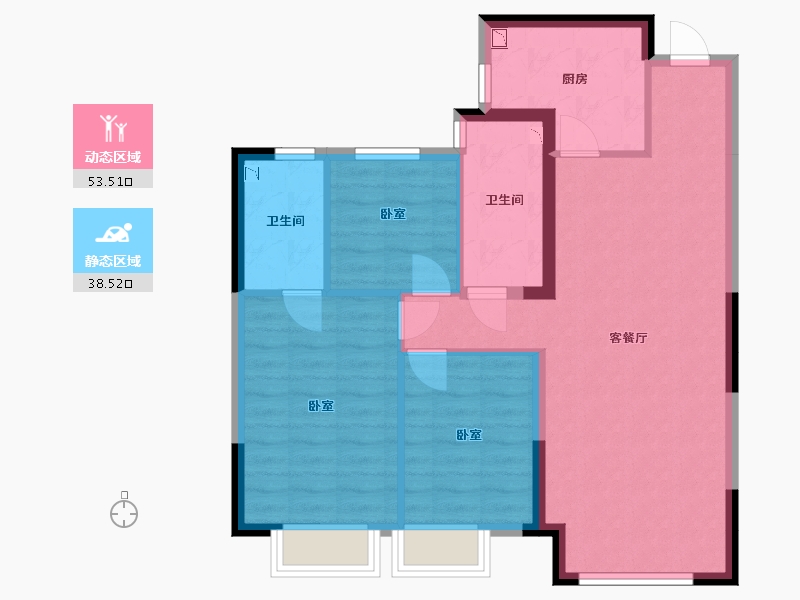 内蒙古自治区-呼和浩特市-呼和浩特恒大御府-82.64-户型库-动静分区