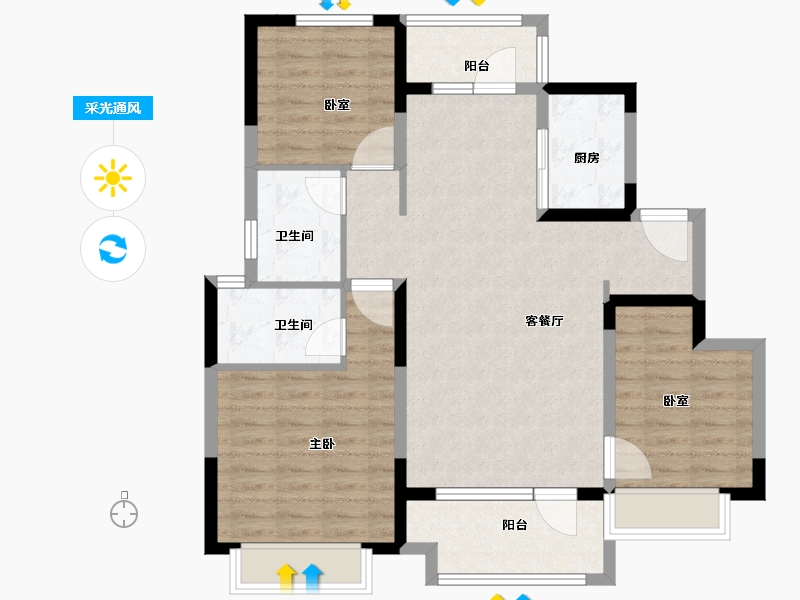 河北省-张家口市-奥园京誉府-93.08-户型库-采光通风