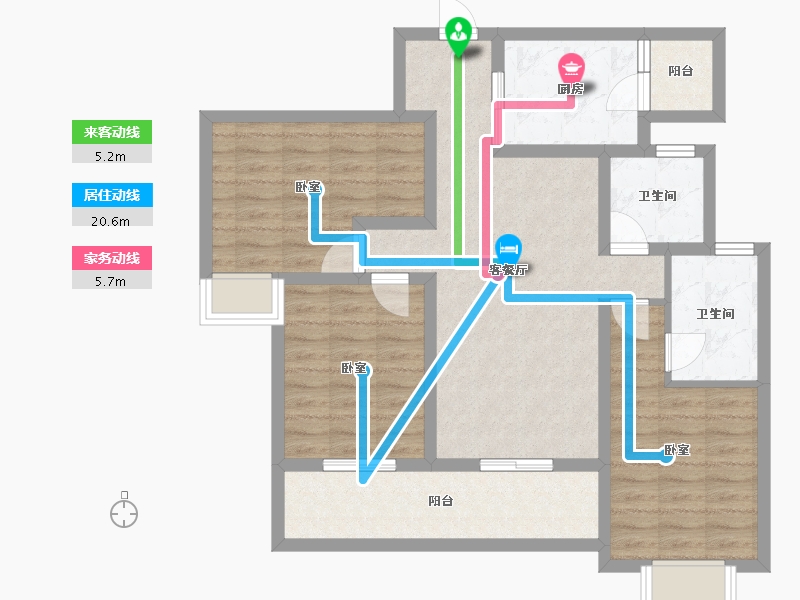 云南省-昆明市-龙湖天璞-90.23-户型库-动静线