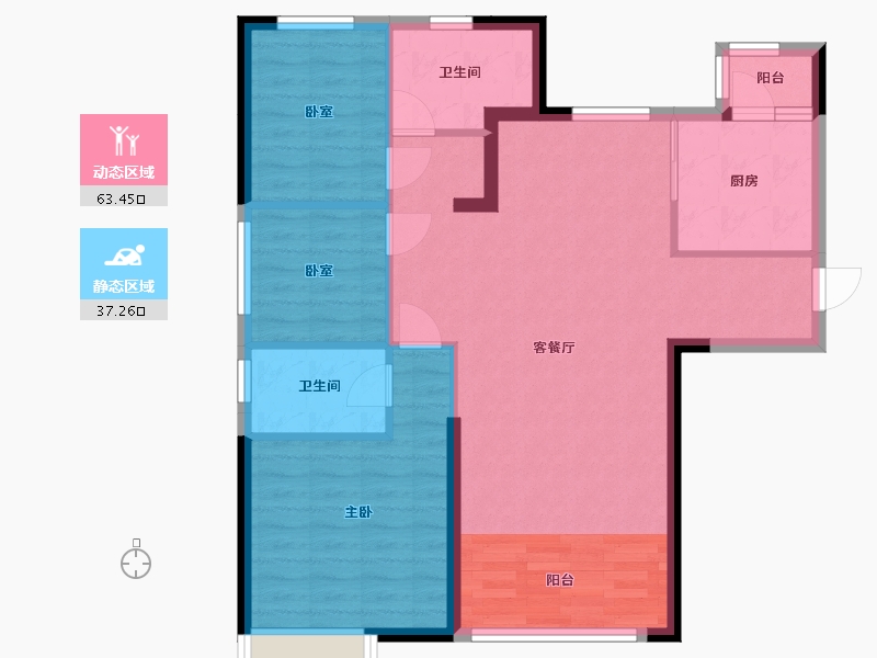 内蒙古自治区-呼和浩特市-呼和浩特恒大珺庭-91.21-户型库-动静分区