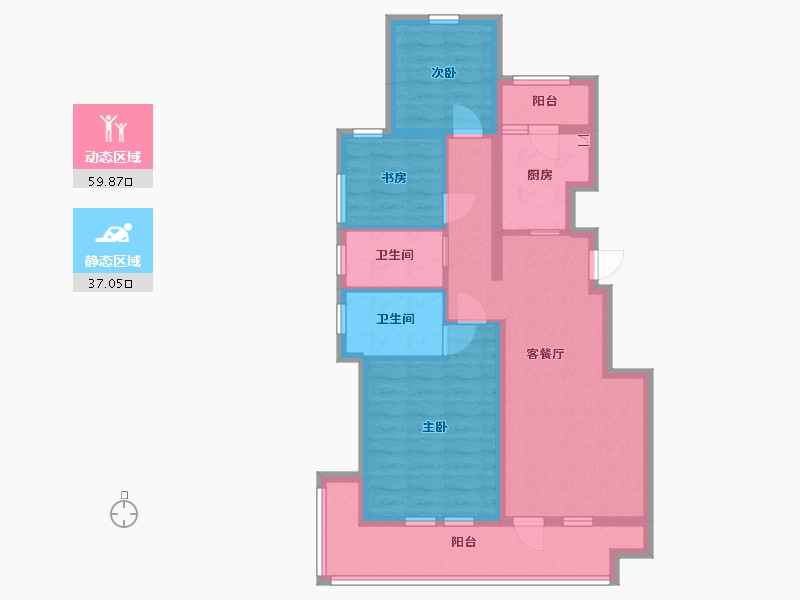 河北省-廊坊市-牛驼温泉孔雀城-84.87-户型库-动静分区