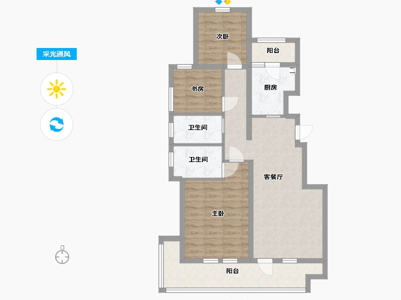 河北省-廊坊市-牛驼温泉孔雀城-84.87-户型库-采光通风