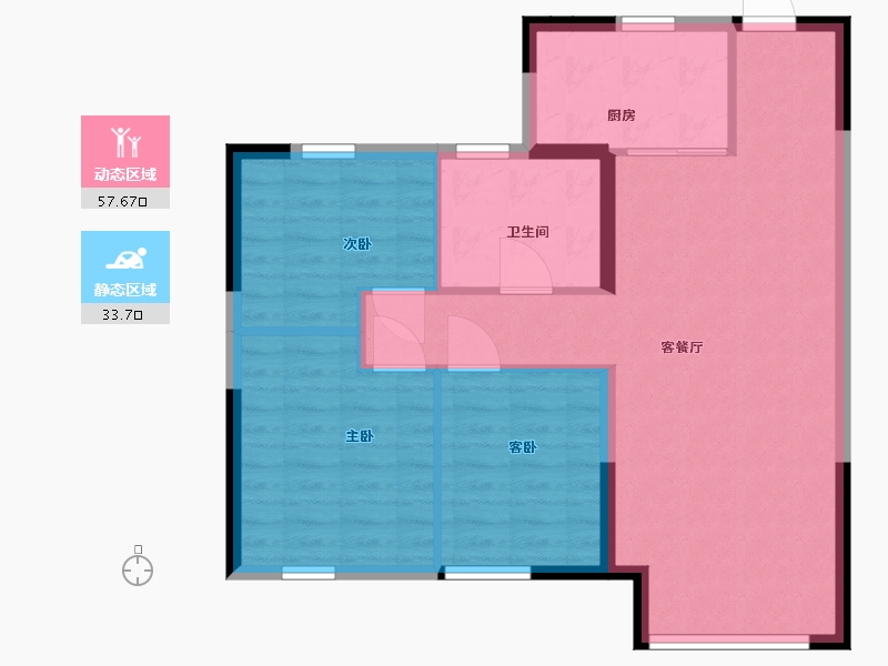 内蒙古自治区-呼和浩特市-恒大·养生谷-83.00-户型库-动静分区