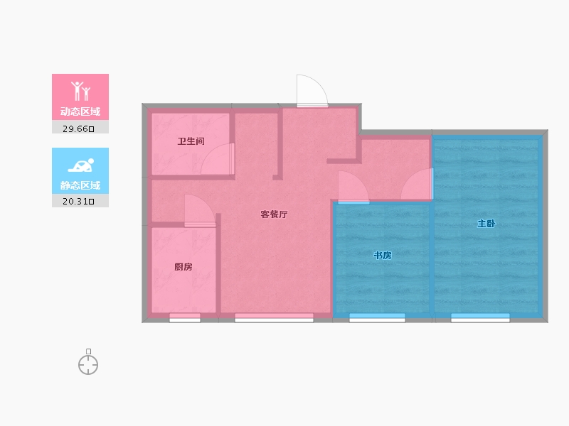 内蒙古自治区-呼和浩特市-紫云 · 锦都-44.56-户型库-动静分区