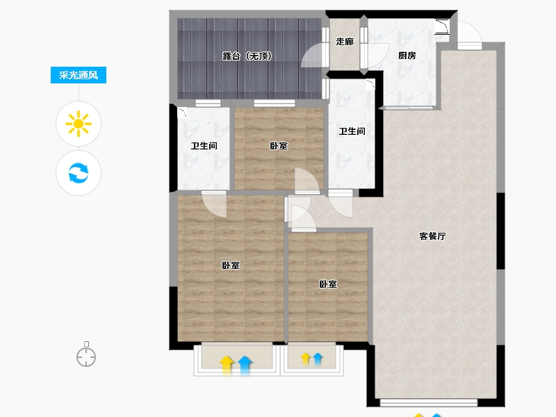 内蒙古自治区-呼和浩特市-呼和浩特恒大御府-101.74-户型库-采光通风