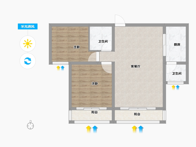 河北省-承德市-金牛山庄牛津郡-75.00-户型库-采光通风