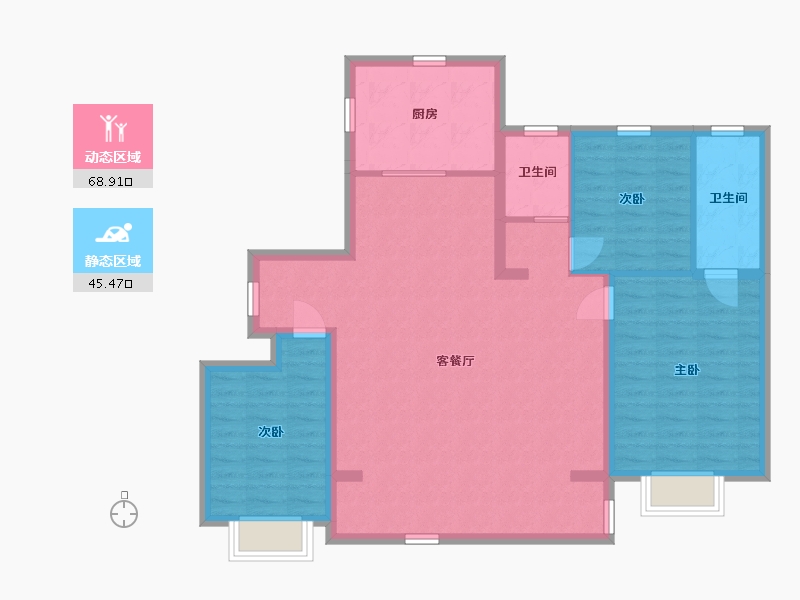 河北省-石家庄市-中海·云锦-103.73-户型库-动静分区