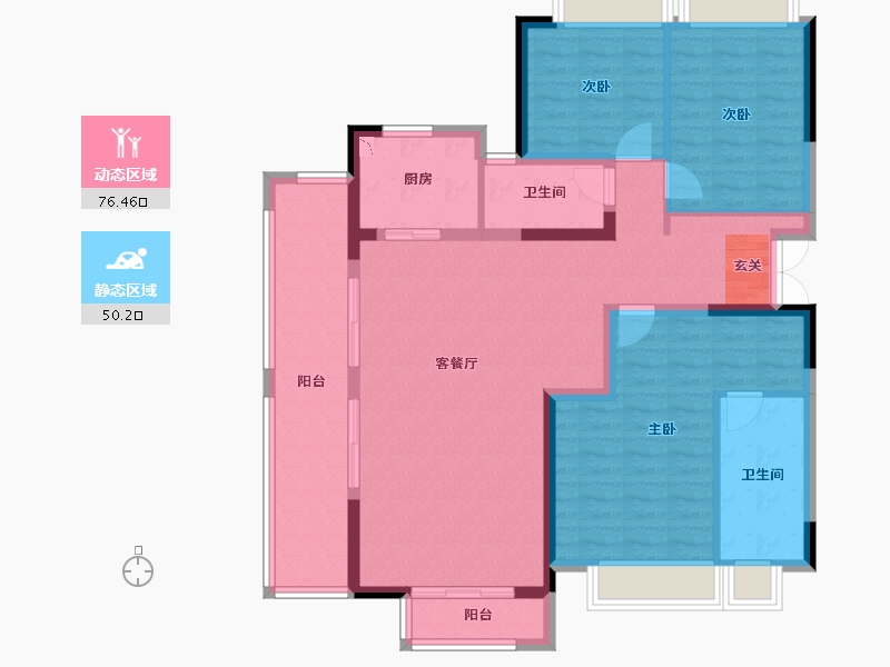 云南省-昆明市-世博生态城鸣凤邻里-113.90-户型库-动静分区