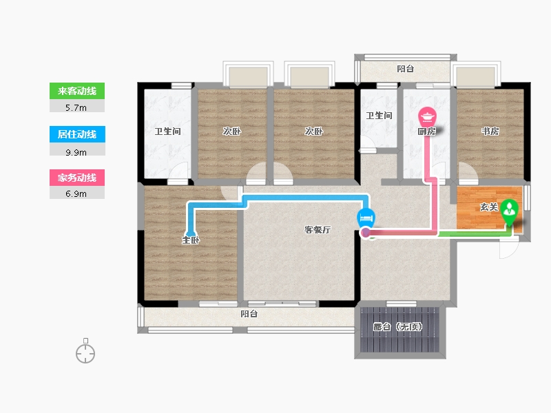 云南省-昆明市-耀兴枫丹白露-126.29-户型库-动静线