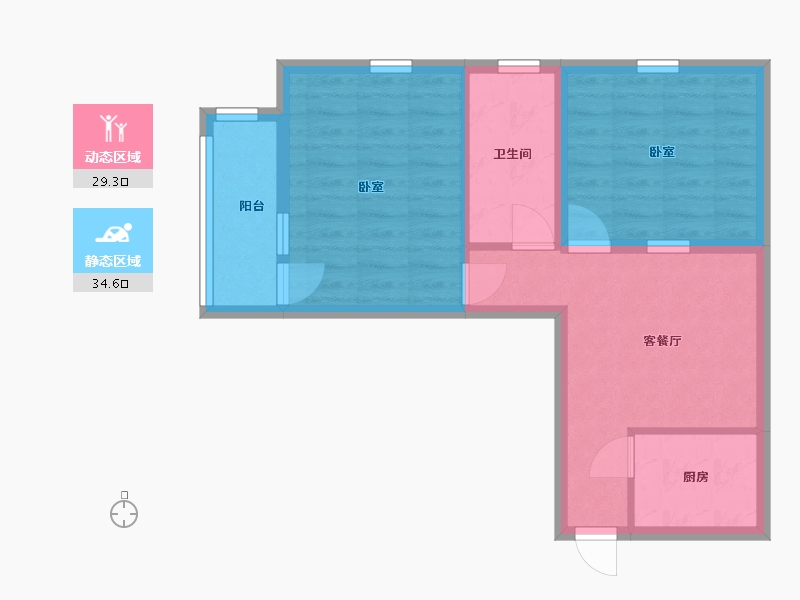 北京-北京市-朝阳春天-56.43-户型库-动静分区