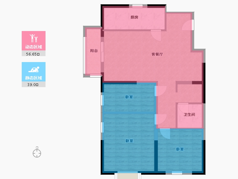 辽宁省-鞍山市-兴东领世郡-86.07-户型库-动静分区