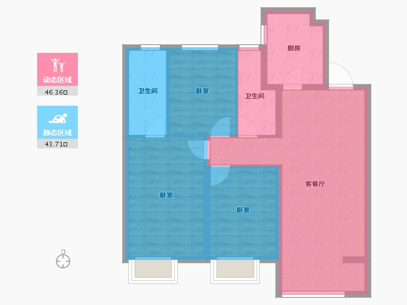 山西省-太原市-通建·融创城-80.52-户型库-动静分区