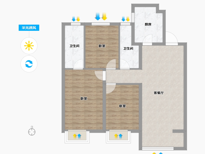 山西省-太原市-通建·融创城-80.52-户型库-采光通风