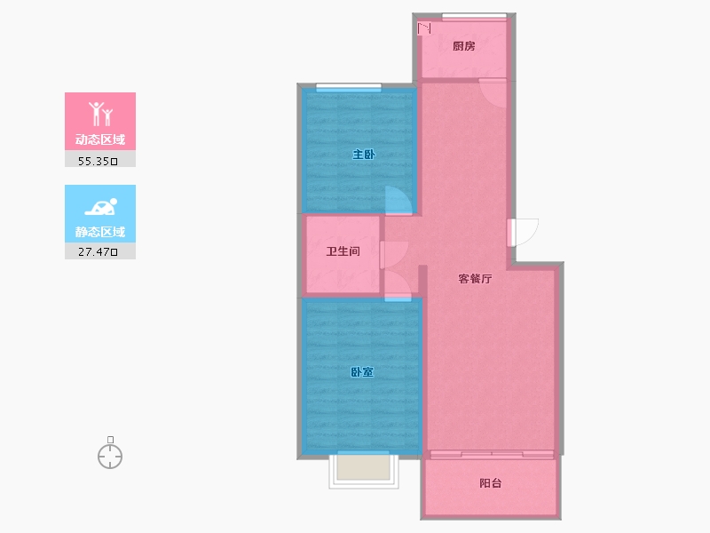 内蒙古自治区-呼和浩特市-陶然巷-74.81-户型库-动静分区