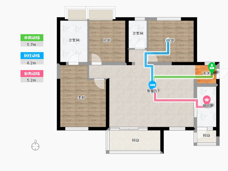 云南省-昆明市-俊发新螺蛳湾-澜湾俊园二期星湾-97.34-户型库-动静线