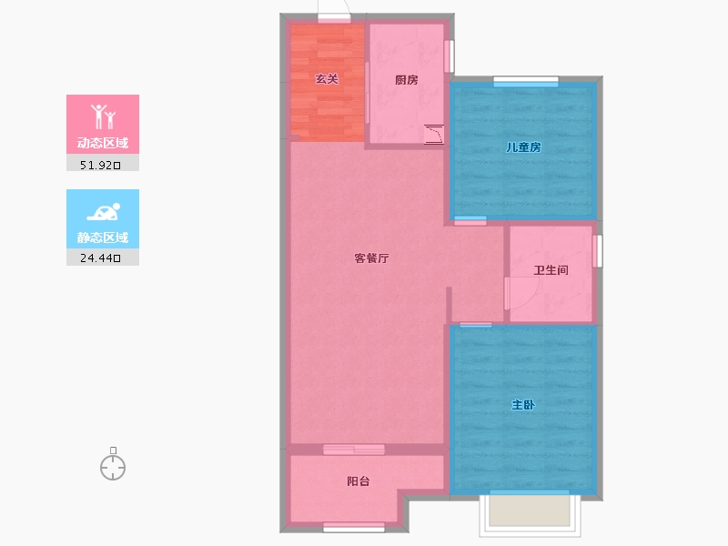 河北省-廊坊市-新空港孔雀城天玺-68.10-户型库-动静分区