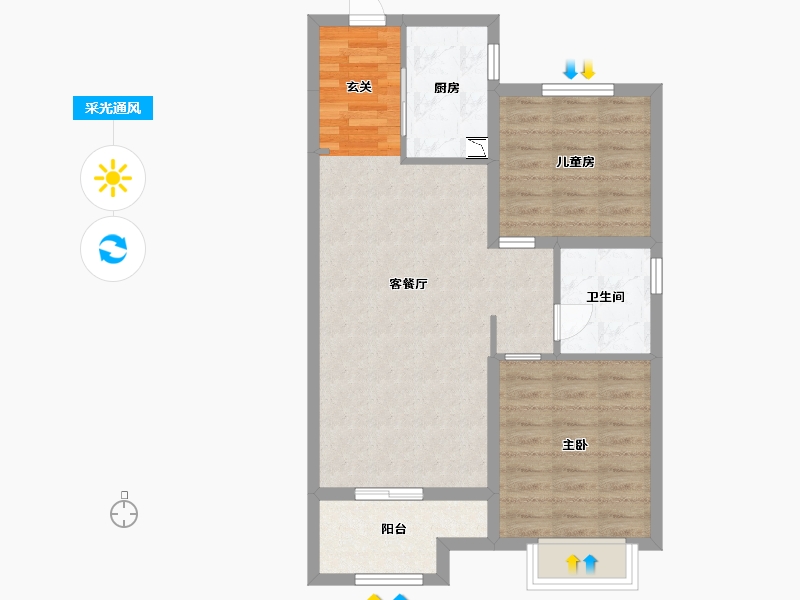 河北省-廊坊市-新空港孔雀城天玺-68.10-户型库-采光通风