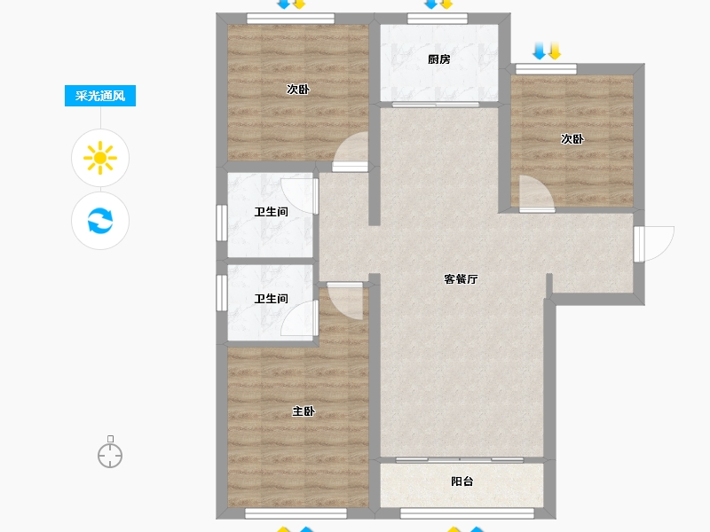 内蒙古自治区-呼和浩特市-俪城时尚广场-78.18-户型库-采光通风